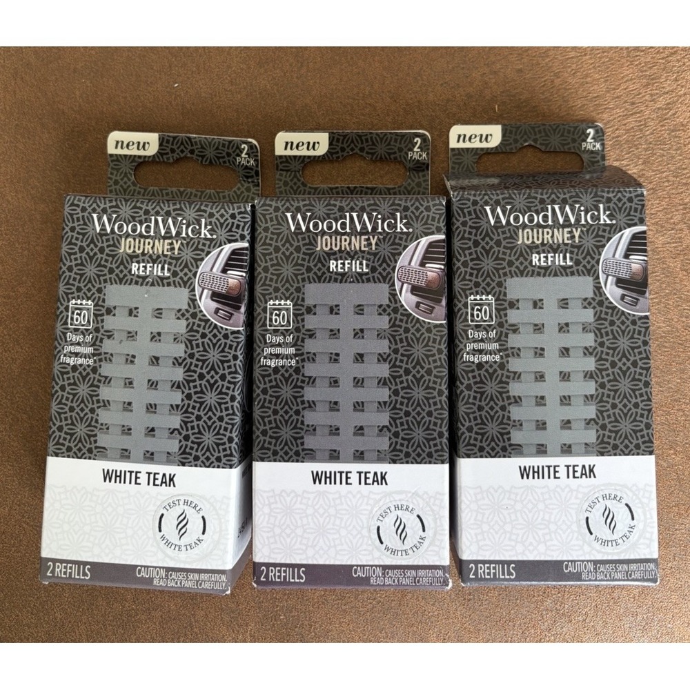 WoodWick Journey Refill- White Teak Scent- 6 Refills (3 Boxes) Car Vent Refill